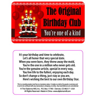 Pocket Card PC002 - The original birthday club