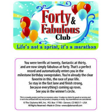 Pocket Card PC007 - 40 and fabulous club