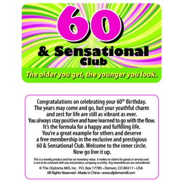 Pocket Card PC009 - 60 and sensational club