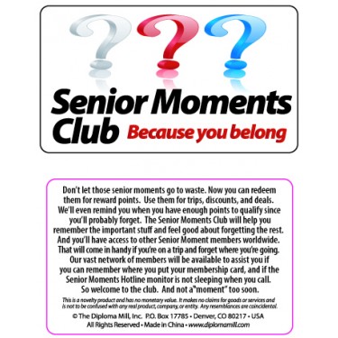 Pocket Card PC017 - Senior moments club