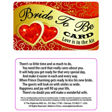 Pocket Card PC021 - Bride to be card