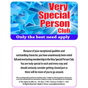 Pocket Card PC023 - Very Special Person Club