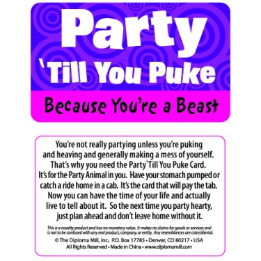 Pocket Card PC054 - Party till you puke