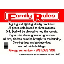 Fun Sign 106b - Family rules